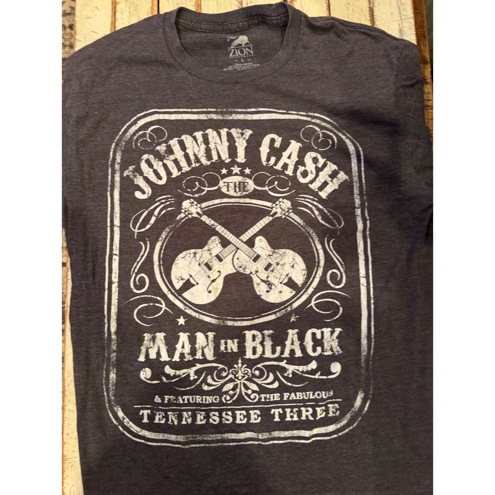 Zion Rootswear Johnny Cash Man in Black Tennessee Three Graphic Tee Charcoal L